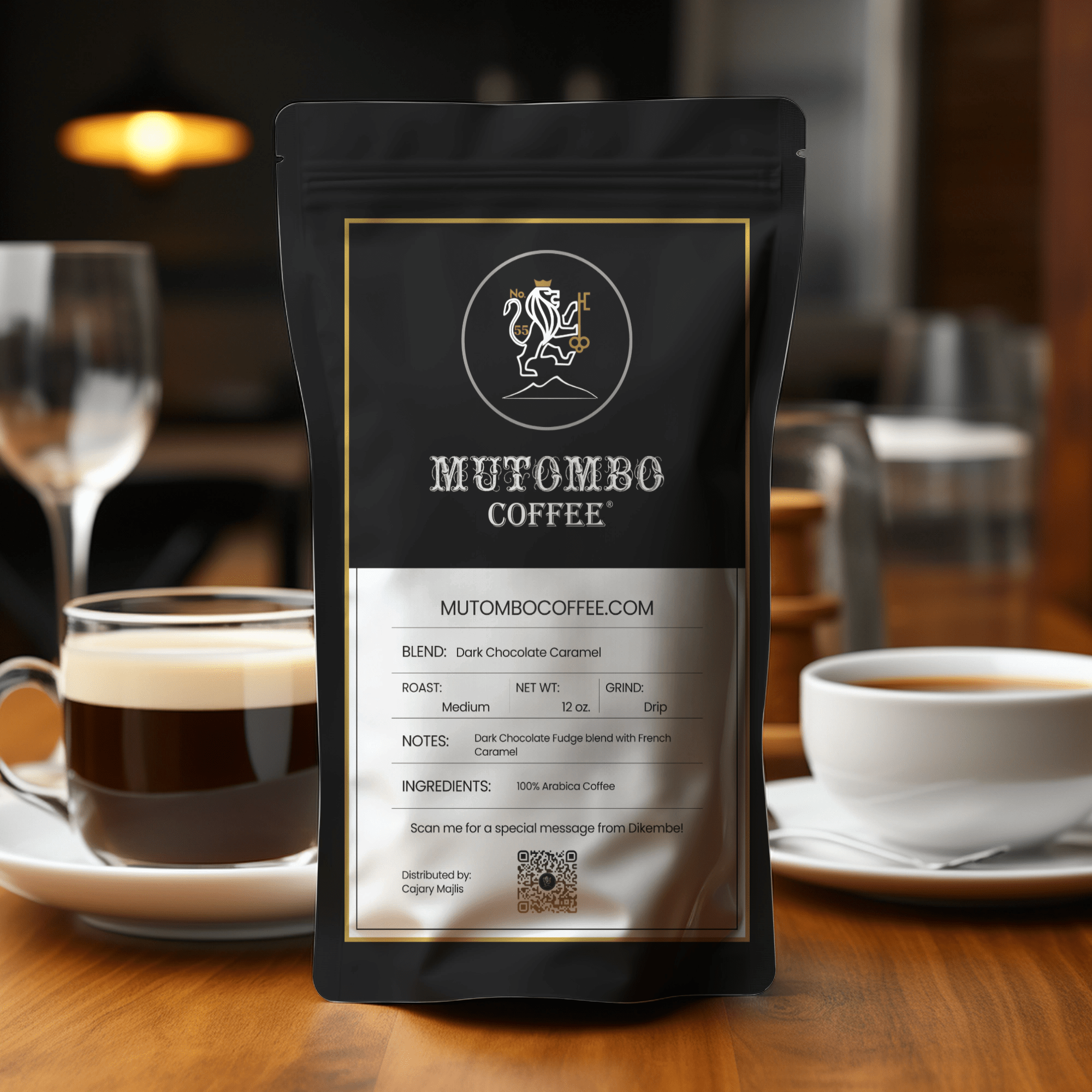 Dark Chocolate Caramel, Medium Roast Drip, Regular 12 oz. - Mutombo Coffee