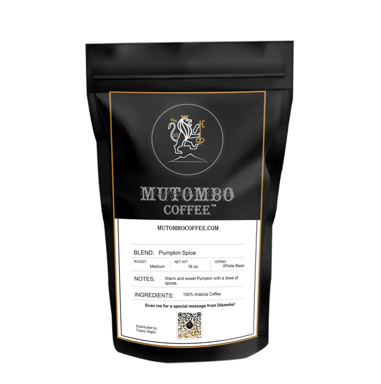 Pumpkin Spice Medium Roast Wholebean 16 oz. - Mutombo Coffee